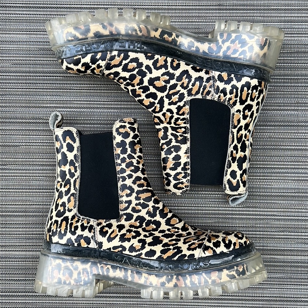 🎯Marc Jacobs The Stomper Boot Brown Black Leopard Multi EU37 US7 - Picture 4 of 14